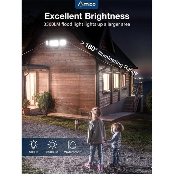 LED Flood Lights Outdoor 3500LM Security Light, 30W Bright Outdoor Flood Light - Picture 2 of 5